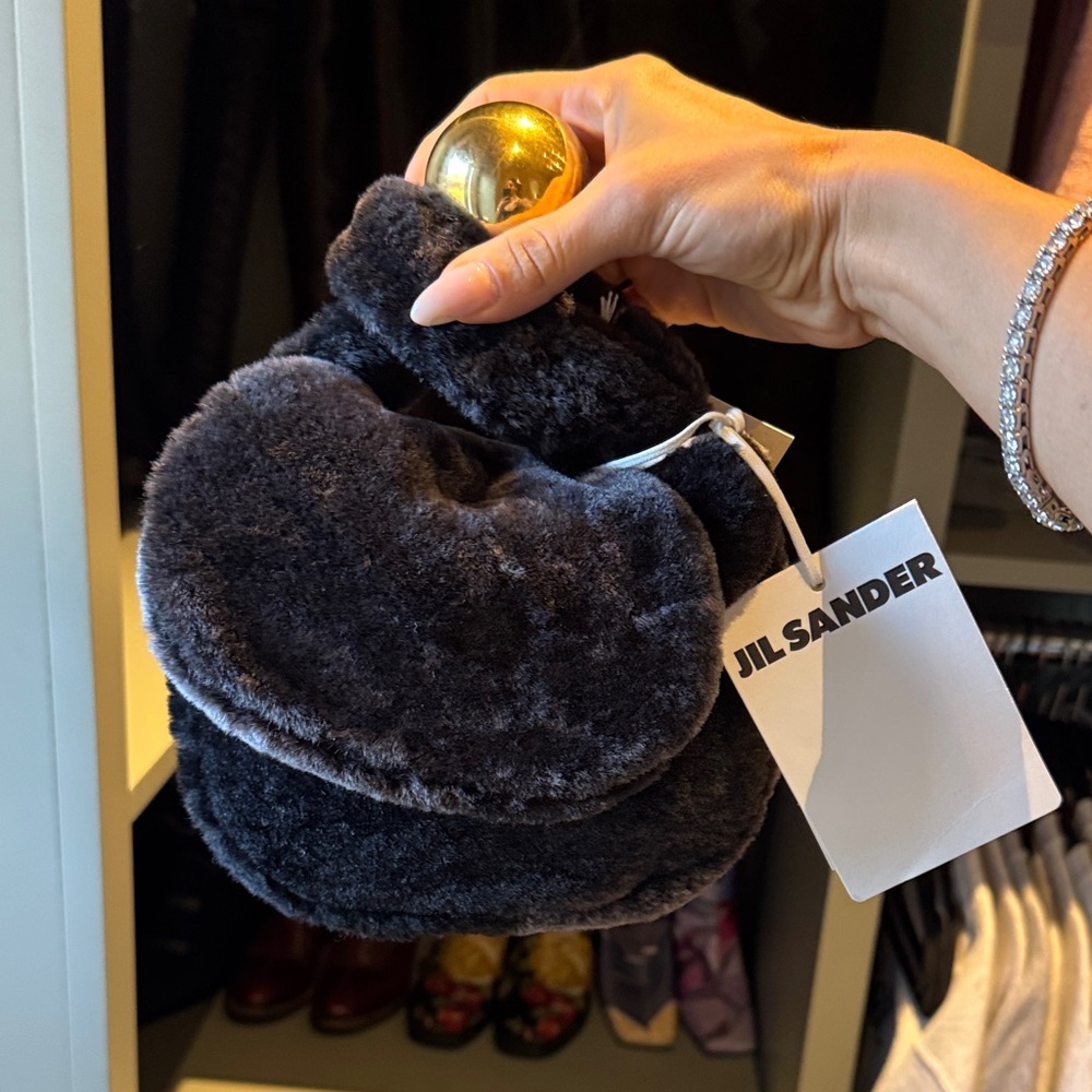 Jil Sander Shearling Sphere Clutch Bag
